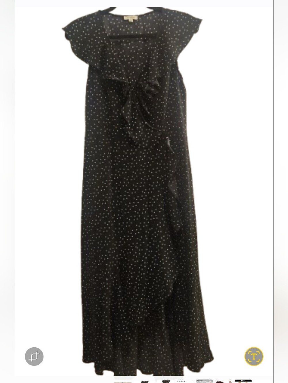 Max Studio Black Polka Dot Ruffle Maxi Dress XS